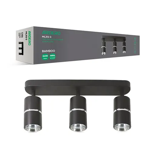 Спот Ardero ML312-3 BAMBOO під лампу чорний хром - фото 1