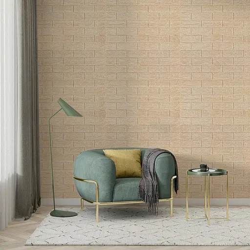 Самоклеящаяся декоративная 3D панель 700х770х5мм Бежевая полоска кирпич (184) SW-00000489 - фото 5