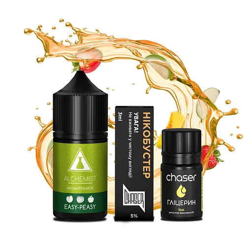 Набор компонентов для самозамеса солевой заправки ALCHEMIST FL 30 мл Easy Peasy Ягоды Персик Яблоко, 0-50 мг (18100)