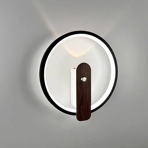 Бра в черном корпусе со светодиодным кольцом Ø 23,5 см Line F Арт. W788/2 BK - фото 2