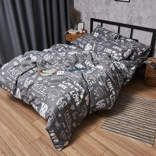 Пододеяльник Moon&Star Микросатин Premium Love Script Полуторный Евро 160x220 см - фото 3