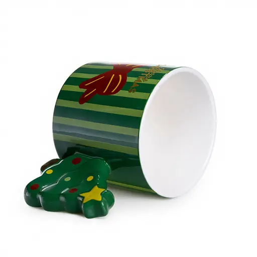 Чашка фарфоровая новогодняя Marry Christmas 350 мл Зеленый Yiwu FM-CS-51GR - фото 4