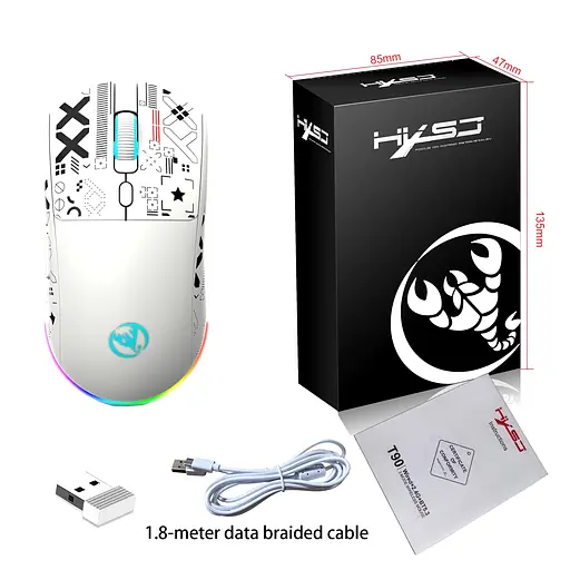 Компьютерная мышь HYSJ Т90 беспроводная бесшумная с аккумулятором 2,4G+Bluetooth White - фото 2