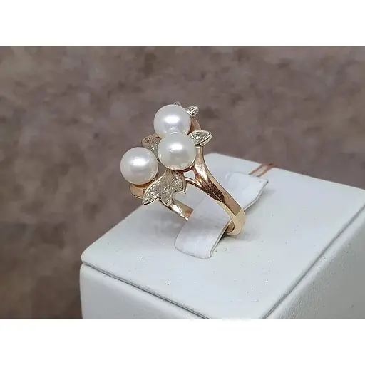 Золотое кольцо с бриллиантами и жемчугом. 8610082 18 - фото 5