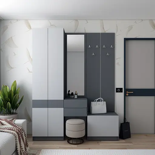 Передпокій Doros Сола Графіт/Сірий ДСП / дзеркало 165х40х215 (42005146) - фото 2