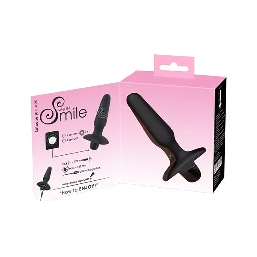 Анальна пробка Sweet Smile Rechargeable Butt Plug 14 см (чорний) - фото 6