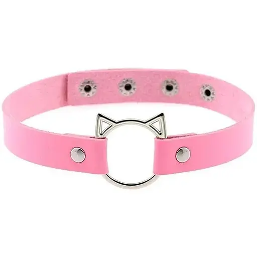 Нашийник з образом кішечки рожевий K0375-3