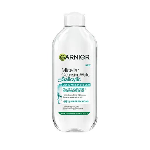 Мицеллярная вода Garnier Pure Active Salicylic с салициловой кислотой для снятия макияжа и очищения жирной и подверженной несовершенствам кожи лица 400 мл
