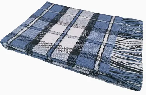 Плед вовняний Vladi Палермо 140x200 біло-блакитно-синій - фото 1