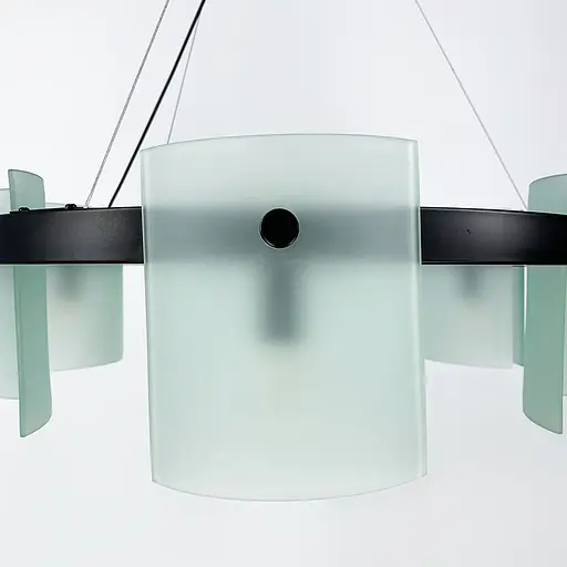 Люстра-кольцо в черном корпусе с матовыми пластинами Ø60 см Ст. D 3903/6 BK+WT | Line F - фото 5