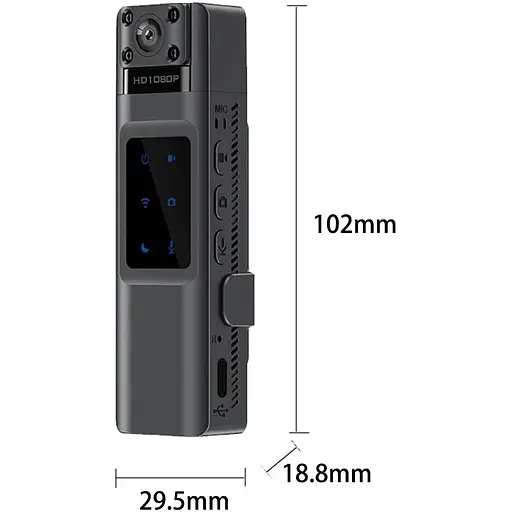 Нагрудна HD боді-камера TCAM H1080 p2p WiFi 1000 мАч Чорний (448274717) - фото 2