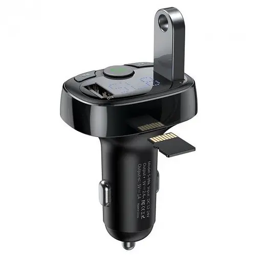 FM-модулятор трансмітер Baseus T-Typed + bluetooth (2USB) CCTM-01 Black - фото 5