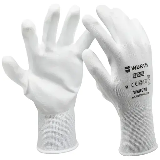 Рукавиці захисні Wurth White PU розмір 10 12 пар в упаковці Red Line (0899401110012)