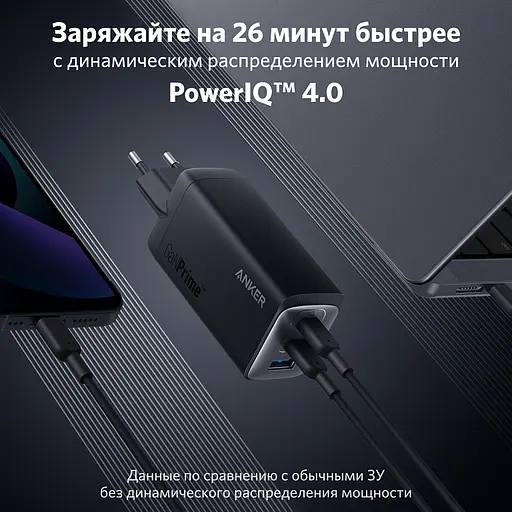 Зарядний пристрій адаптер живлення Anker 735 (PowerPort III) 65 W 3 виходи 2C+A (A2667) - фото 6