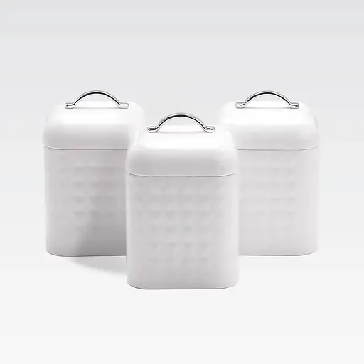 Набор металлических емкостей Maestro MR-1676-3S-WHITE для чая кофе и сахара Комплект из трех баночек 900мл - фото 1