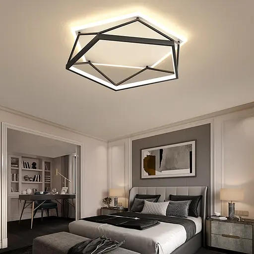 Стельовий світильник Pentagon у чорно-білому каркасі | Арт. S 19-500 BK+WT | Line F - фото 1