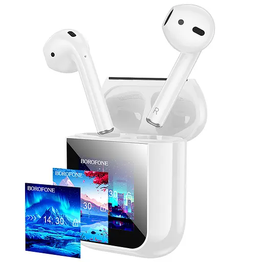 Бездротові навушники BOROFONE BW86 Brocade true wireless BT headset with touch screen White - фото 1