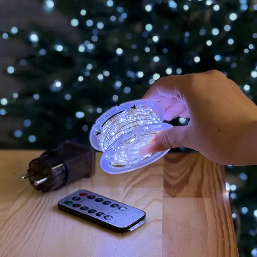 Світлодіодна гірлянда Роса 50 метрів холодне біле світло білий провід 500 LED 8 режимів з пультом - фото 2