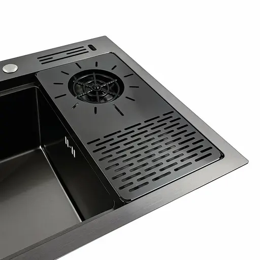 Кухонна мийка чорна PVD 78x46 Platinum Handmade, Чорний - фото 6