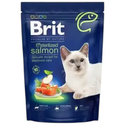 Сухий корм Brit Premium Cat by Nature Sterilized Salmon для стерилізованих кішок, з лососем, 800 г