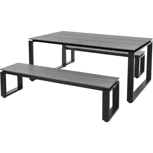Набор садовой мебели Di Volio Trento стол + 2 скамейки серый