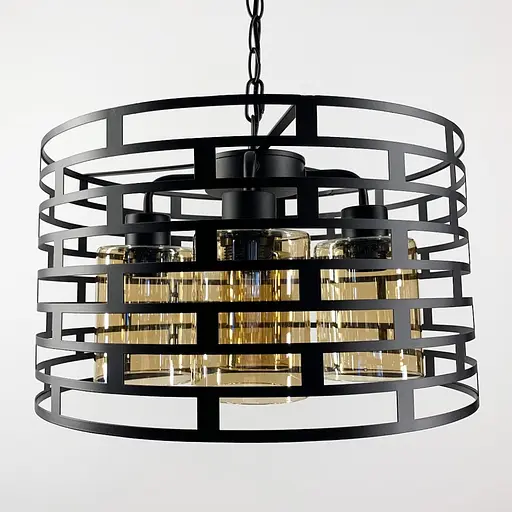 Підвісний світильник в Лофт стилі на 4 лампи Line.F Колір плафона Графітовий - фото 4