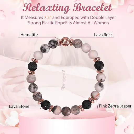 Подарунковий набір браслетів-дифузор з лавового каміння включає браслет з лавового каменю і захисну коробку, ефірну олію лаванди - фото 5