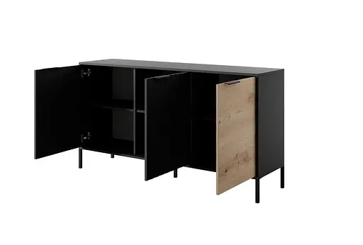 Комод Perfect Home Рейв / Rave 3-дверный 3D/153 Черный/дуб артизан (PFH-091091) - фото 7