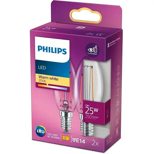 PHILIPS Светодиодная лампа Philips 2W E14, 2 шт.