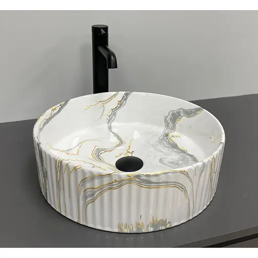 Умивальник VBI Brindisi M stains glossy накладний VBI-014103, Мармур - фото 1