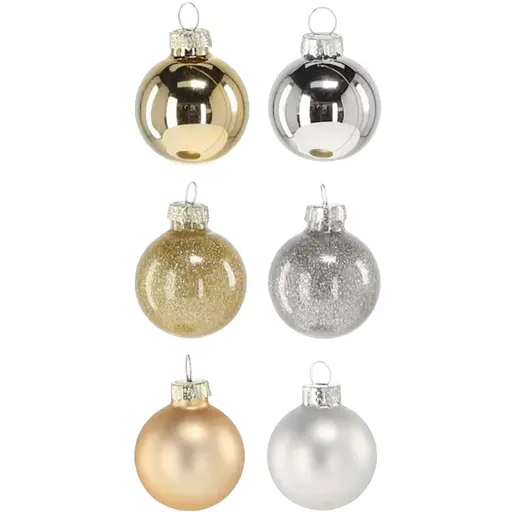 Комплект елочных шариков Chomik стеклянные 4 см шампань и серебряные 36 шт. (BOZ2201) - фото 2