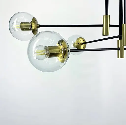 Мінімалістична люстра в корпусі чорного кольору на 8 ламп | Line F | Арт. AOC13/8 BK - фото 2