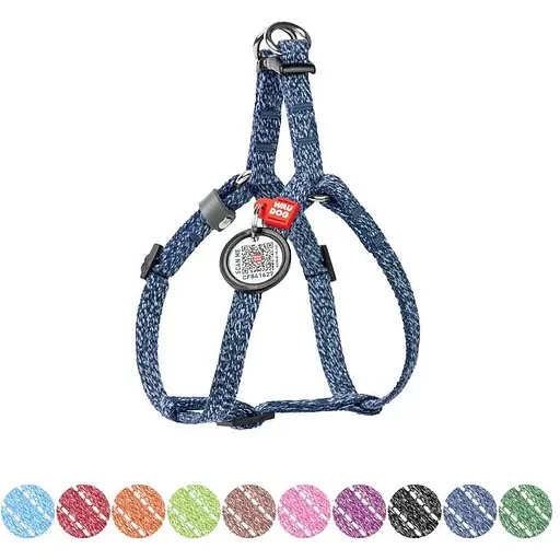 Шлея для котів та дрібних порід собак Waudog Re-cotton з відновленої бавовни та QR паспортом, світловідбиваюча - фото 2