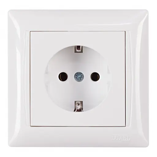 Розетка встроенная с заземлением закал.керамика Primera белая 3004 LUXEL - фото 1