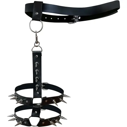 Мужские гартеры из натуральной кожи Art of Sex - Serge, цвет Черный, размер XS-M - фото 3