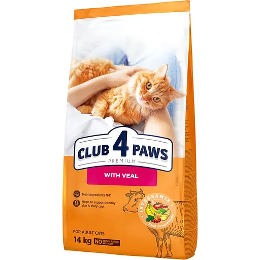 Уценка. Сухой корм для кошек Club 4 Paws Premium с телятиной 14 кг (B4630801)