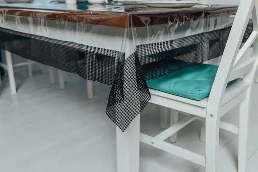 Скатертина силіконова з чорною стразовою стрічкою 320х170 см - фото 5