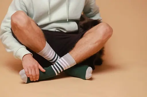 Носки с принтом полоски высокие бесшовные качественные ORGANIC cotton JILL ANTONY Зеленый, 39-41 - фото 2