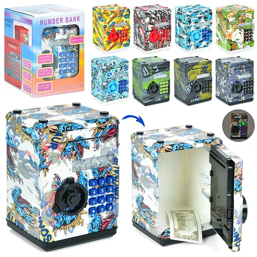 Копилка сейф с кодом, 19.5x13.5x13.5 см, затягивает купюры, звук, свет, MK5056 (в ассортименте) - фото 2