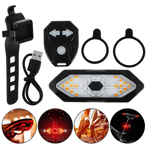 Велосипедная задняя фара (габарит) FY-1820 повороты + пульт + microUSB + 3 режима - фото 4