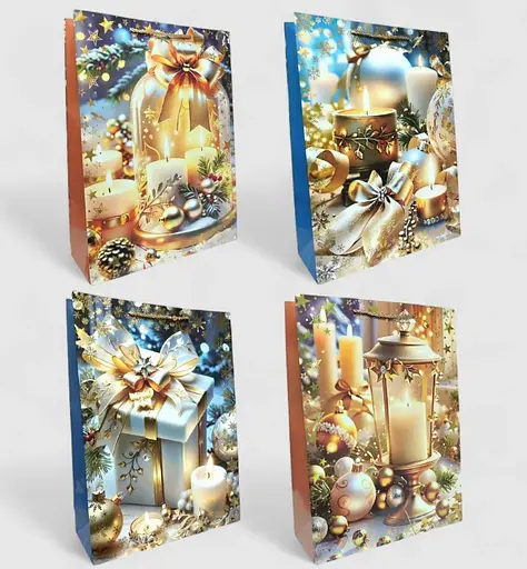 Подарунковий пакет "Затишок у Новорічну ніч" 31х42х12см, набір з 4-х штук bl2502-244