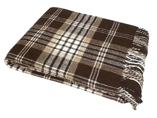 Плед вовняний Vladi Метро 200х220 шоколадно-бежево-білий (2020022) - фото 1