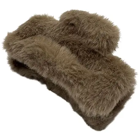 Набір крабів пластик ПРЯМОКУТНИЙ ПУШОК 8.5 см для волос с искусственным мехом пружинный зажим 12 шт. Різнокольорові - фото 4