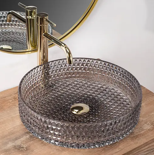 Умывальник Rea Cristal Grey накладной REA-U0277, Прозрачный - фото 2