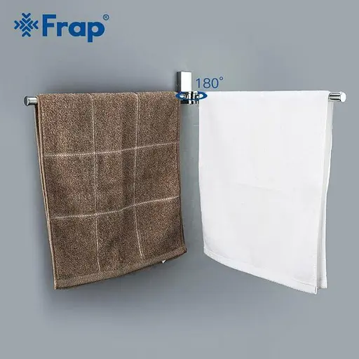 Тримач для рушника поворотний подвійний Frap F1812 з 2-ма накладками 382 мм білий/хром Хром - фото 3