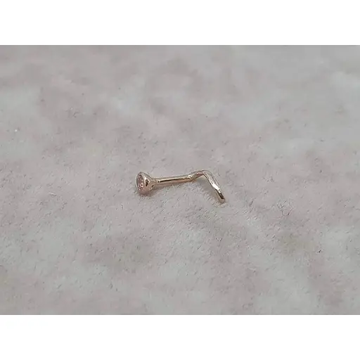 Золотая серьга-пирсинг в нос Dear с фианитом. 1023.1 Розовый (светлый) - фото 2