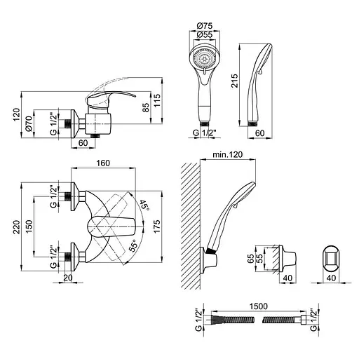 Смеситель для душа Lidz (CRM) Mars 81 010 00 - фото 5