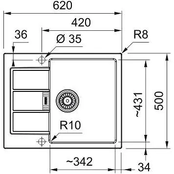 Кухонна мийка Franke Sirius 2 тектонайт, прямокут., з крилом, 620х500х200мм, чаша - 1, врізна, бежевий - фото 2