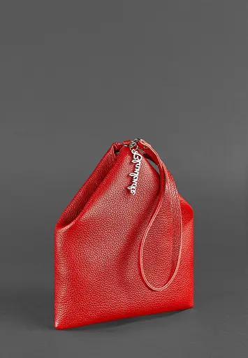 Шкіряна жіноча сумка-косметичка Піраміда червона - фото 5