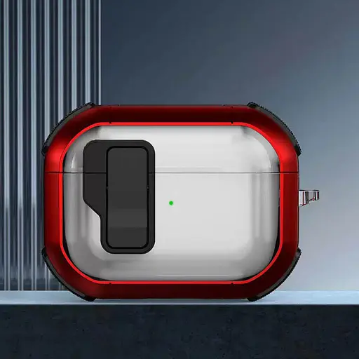 Футляр противоударный Locking Button для наушников Airpods Pro 2 / Pro Red - фото 2